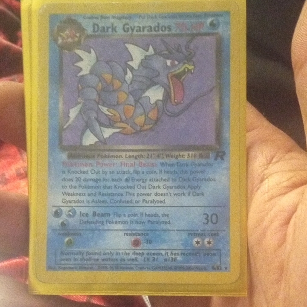 Dark Gyarados Pokémon Card - Blue and Yellow